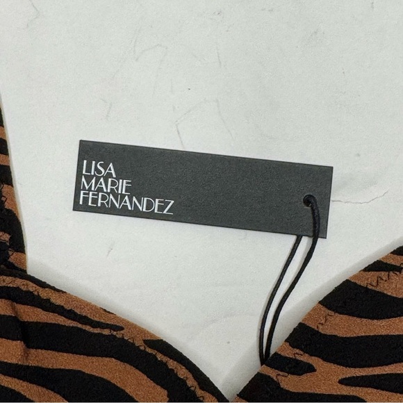 NWT Lisa Marie Fernandez Triangle Bikini Set Zebra Animal Print Stretch LMF Sz 3 - Picture 7 of 15